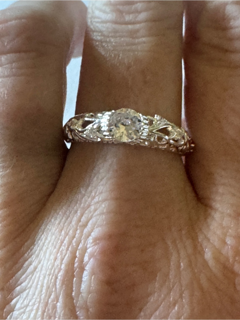 ✨Pristine 925 Sterling Silver Vintage Filigree Grade A Moissanite Ring-0.25 CT!